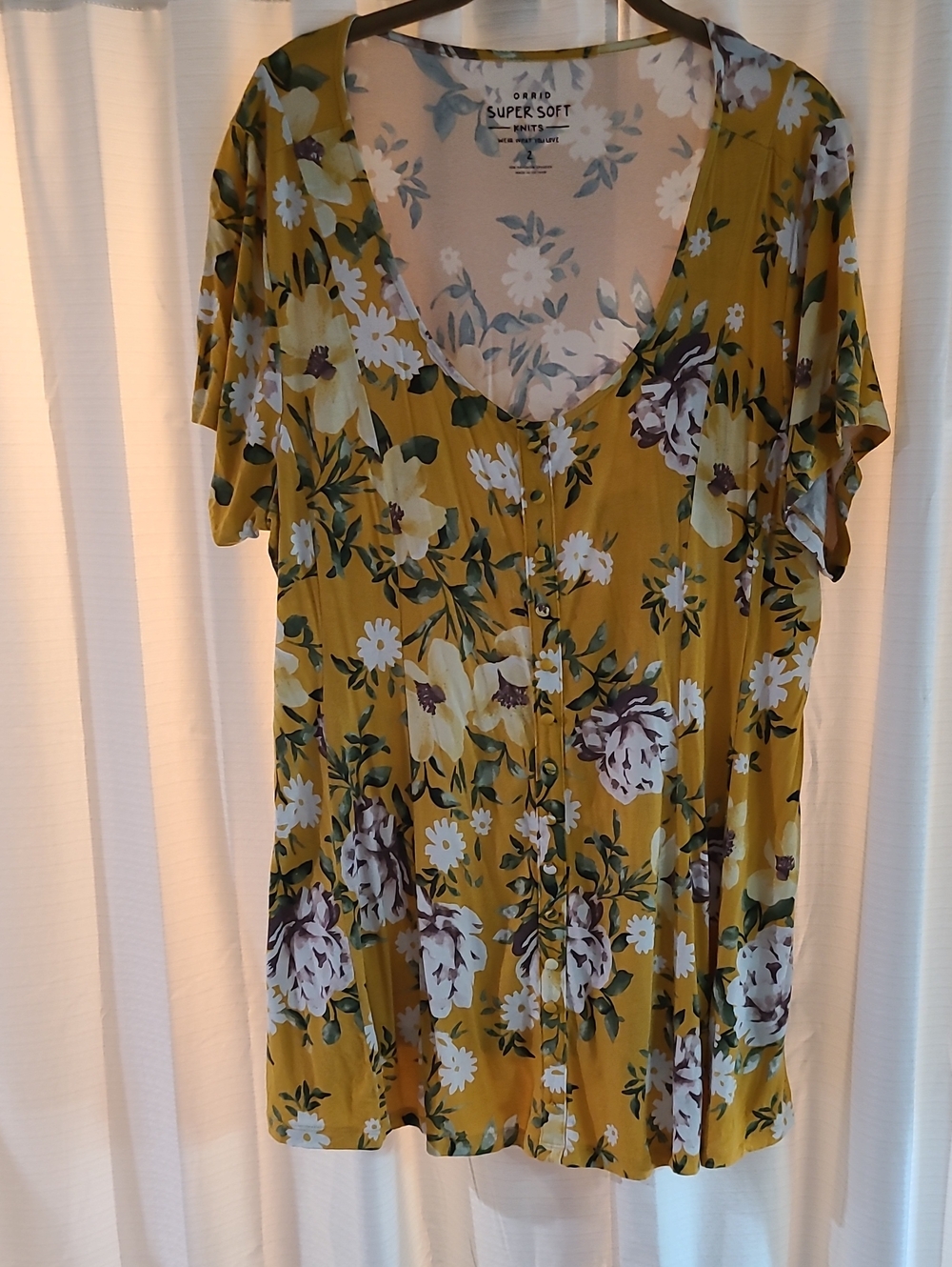 torrid Mustard Floral Midi Dress with Button Front
